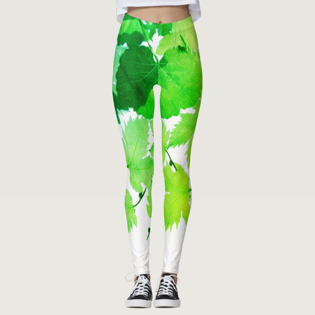 Collants à feuilles de vigne vertes rêveuses (Devant)