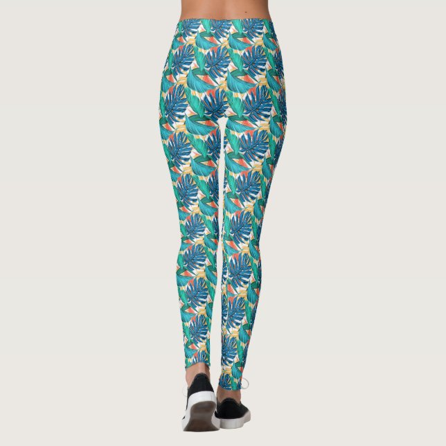 Collants à Feuilles Tropicales Exotiques (Dos)