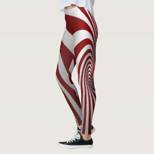 Collants à illusion d'optique rouge et blanc