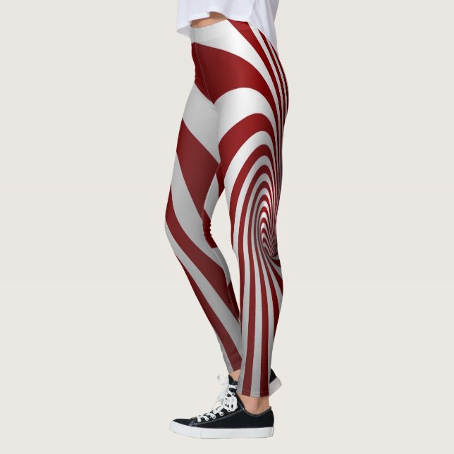 Collants à illusion d'optique rouge et blanc (Gauche)
