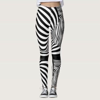 Collants à illusion rayée zèbre noir et blanc