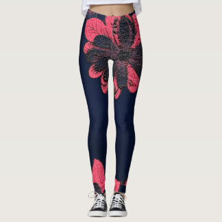Collants à impression botanique florale rose et ma