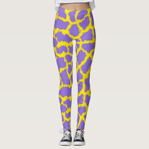Collants à Imprimé Girafe sur Fond Violet