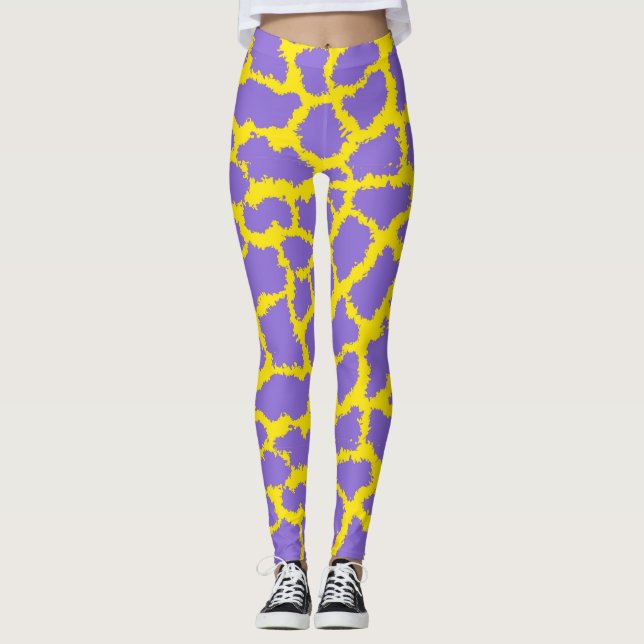 Collants à Imprimé Girafe sur Fond Violet (Devant)