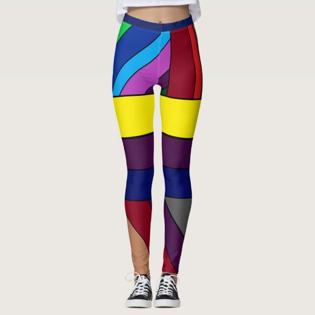 Collants à lignes abstraites multicolores (Devant)