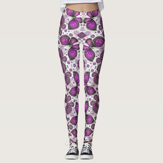 Collants à motif batik papillon violet (Devant)