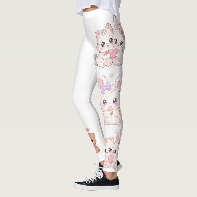 Collants à motif d'animaux mignons Kawaii pastel (Gauche)