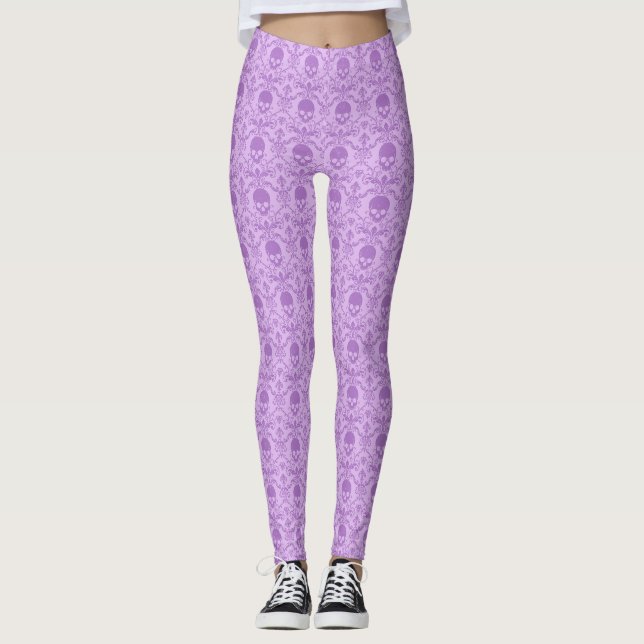Collants à motif de crâne baroque gothique pastel (Devant)
