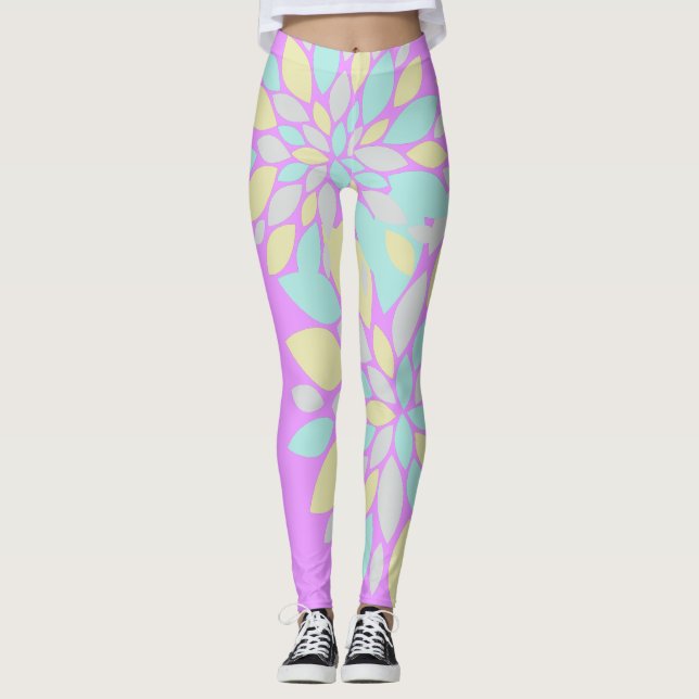 Collants à motif de fleurs aux pétales pastel (Devant)