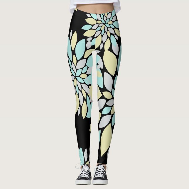 Collants à motif de fleurs aux pétales pastel (Devant)