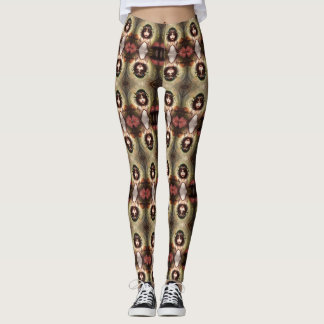 Collants à motif de portrait surréaliste inquiétan
