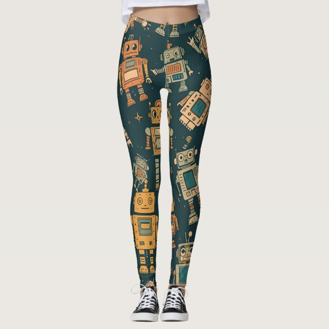 Collants à motif de robot – Cadeau pour les jeunes (Devant)