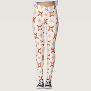 Collants à motif floral et cadre orange-rouge doux