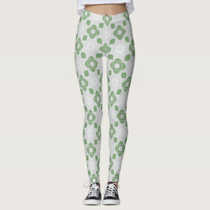 Collants à motif géométrique floral vert sauge dou