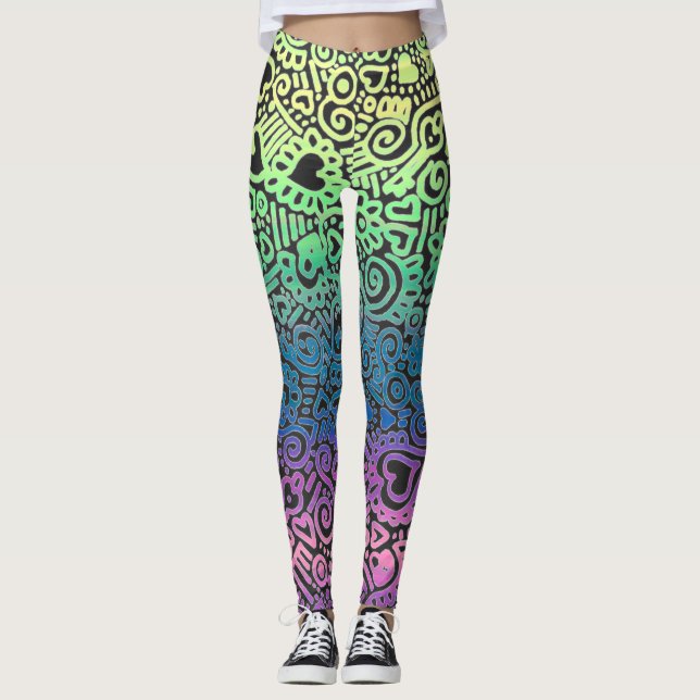 Collants à motif gribouillis pastel (Devant)