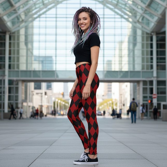Collants à motif Harlequin noir et rouge (Créateur téléchargé)