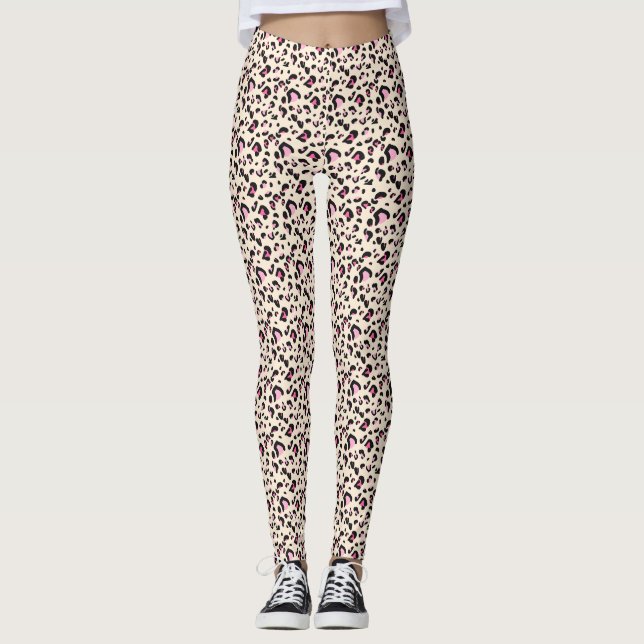 Collants à motif imprimé léopard rose chic (Devant)