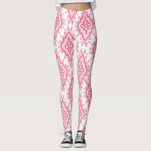Collants à motif paisley rose