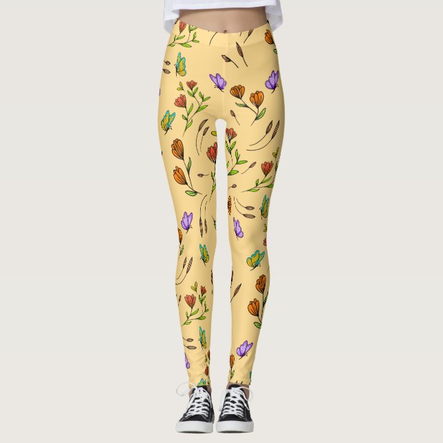 Collants à motif papillon floral Whimsy Bloom (Devant)