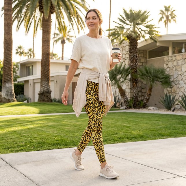 Collants à motif tacheté de léopard imprimé guépar (Yellow Cheetah Print Spot Leopard Pattern Leggings)