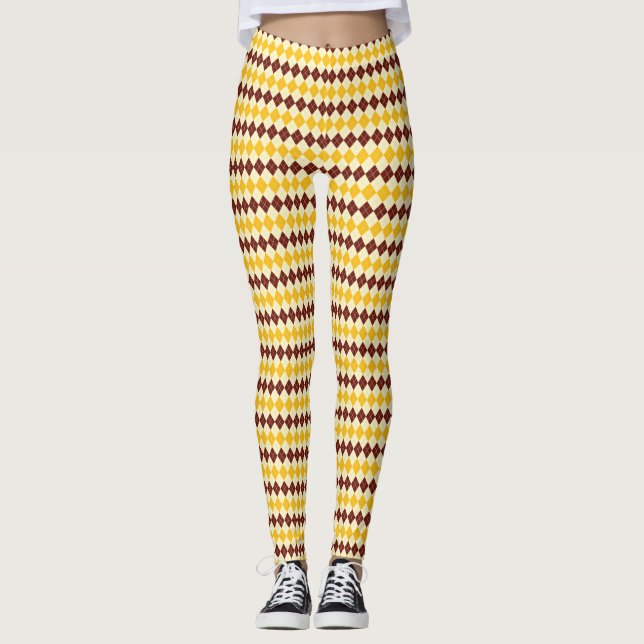 Collants à motif tartan écossais brun-jaune (Devant)