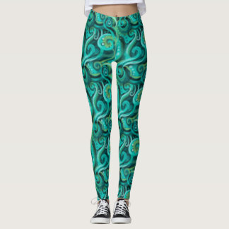 Collants à motif tourbillon vert de mer 