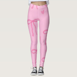 Collants à nœud rose et cœur mignons