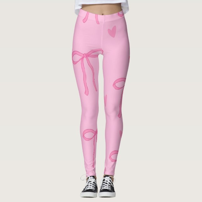 Collants à nœud rose et cœur mignons (Devant)
