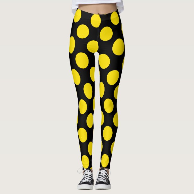 Collants à pois jaunes sur fond noir (Devant)