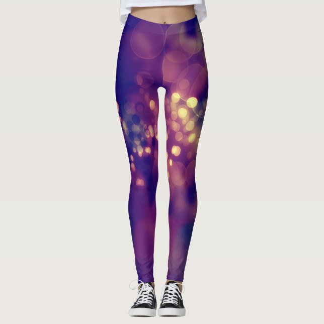 Collants abstraits à motif bokeh rose et violet (Devant)