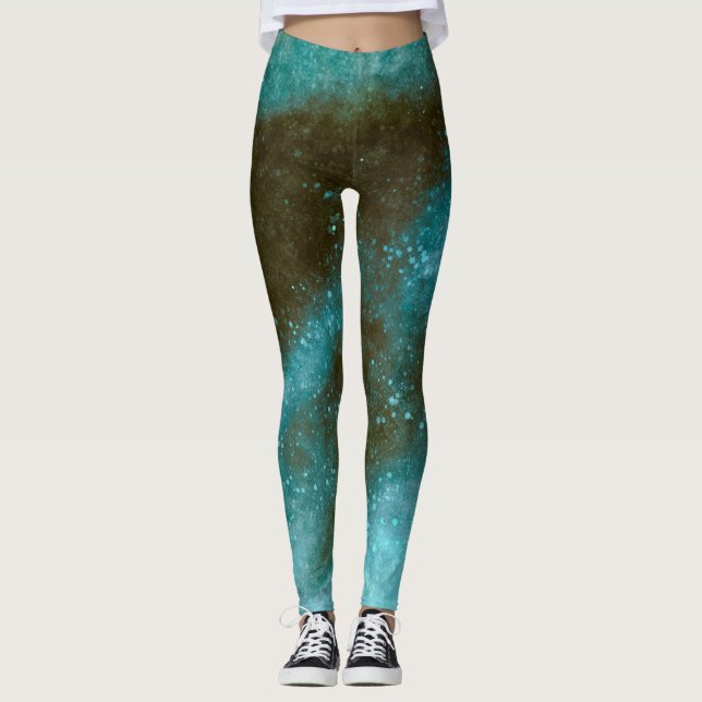 Collants Abstraits Galaxy Verte Étincelante (Devant)