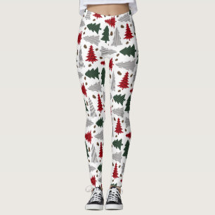 Collants avec sapins de Noël de campagne et pommes