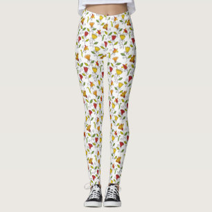 Collants blancs avec un motif floral coloré