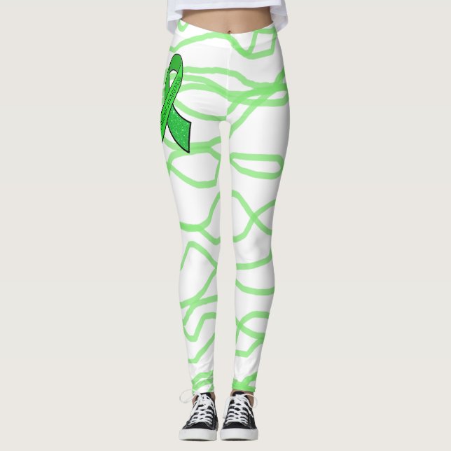 Collants blancs et vert citron ondulés Lyme (Devant)