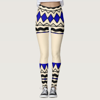 Collants bleus et crème inspirés des tribus