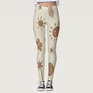 Collants bohèmes beige et marron