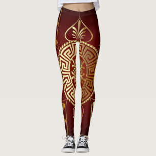 Collants bordeaux à clé grecque