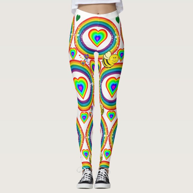 Collants coeurs abeille arc-en-ciel (Devant)