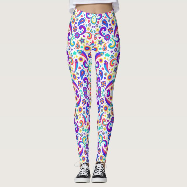 Collants colorés avec un motif paisley vibrant  (Devant)