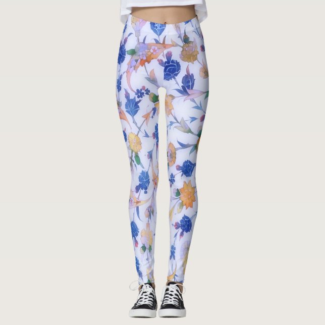 Collants d'art floral bleu de style vintage (Devant)
