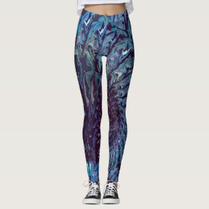 Collants d'art fractal bleu violet