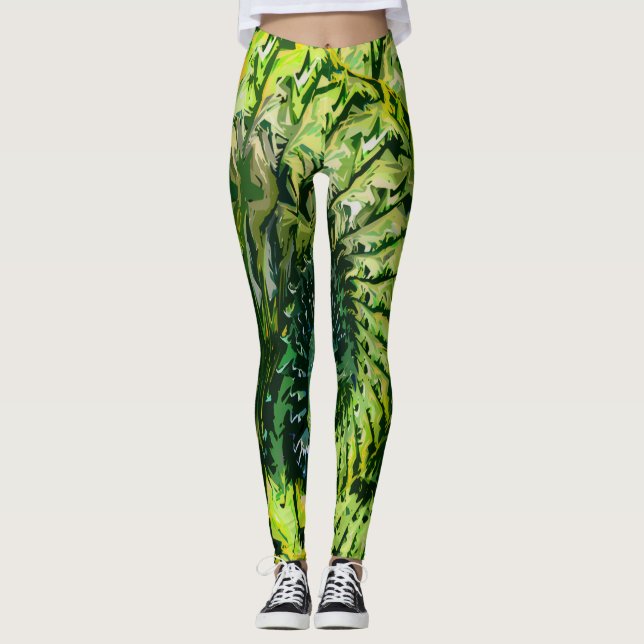 Collants d'art fractal jaune vert (Devant)