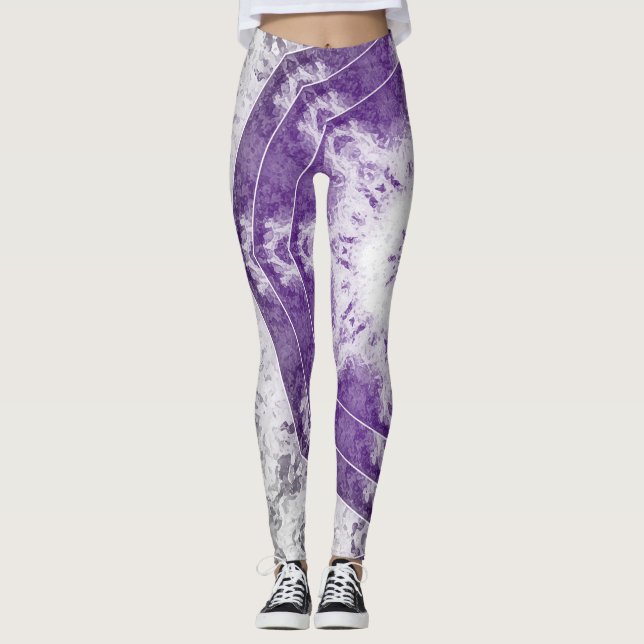 Collants d'art fractal violet gris (Devant)