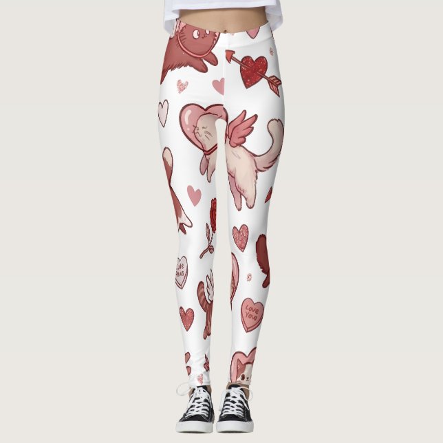 Collants de chat de la Saint-Valentin mignons (Devant)