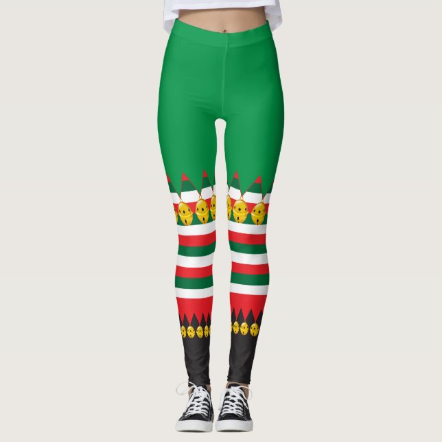 Collants de costume de lutin de Noël Jingle Bells (Devant)