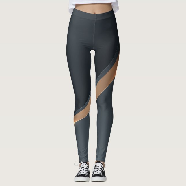 Collants de Fitness Luxe en Or Noir (Devant)