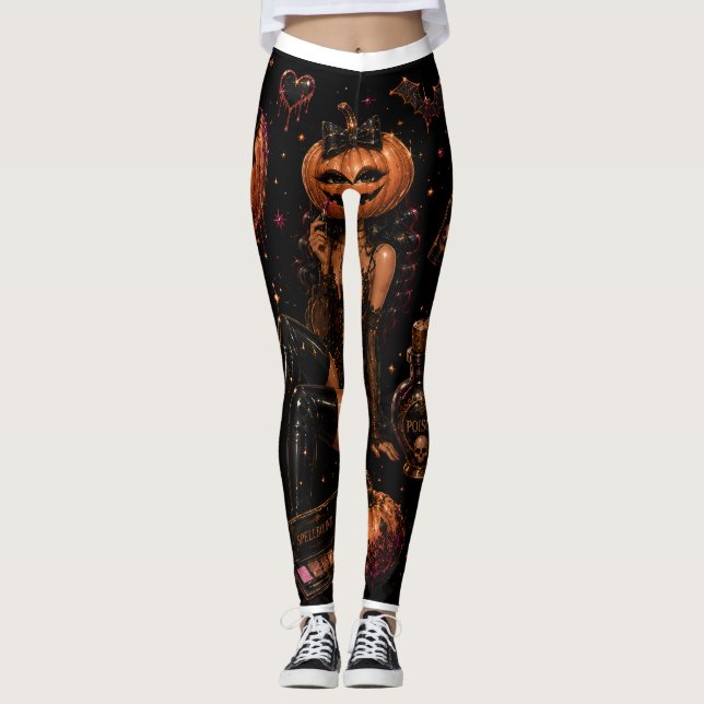Collants de Halloween Maquillage Citrouille Glam (Devant)