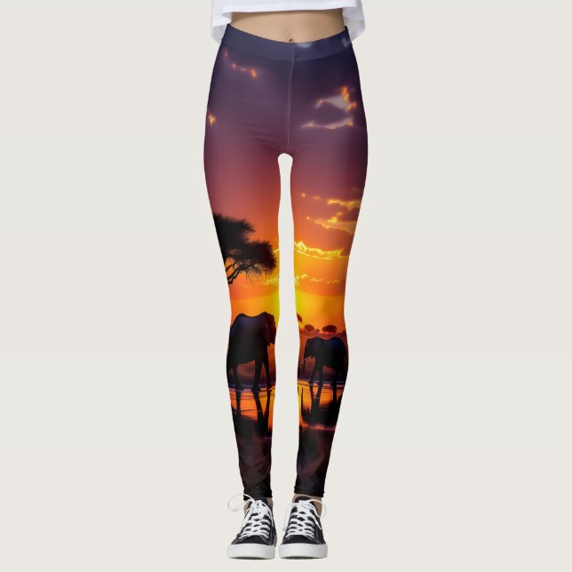 Collants de majesté du coucher de soleil africain (Devant)
