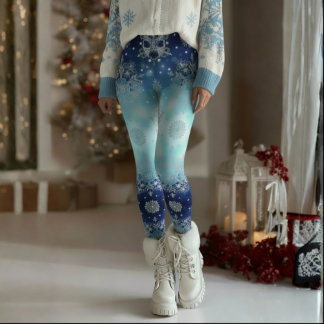 Collants de Noël Flocon de Neige Bleu