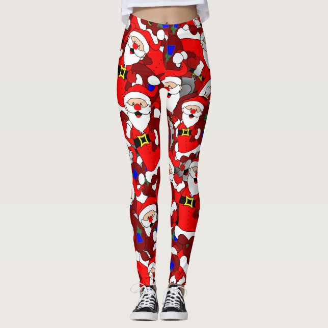 Collants de vacances de Père Noël joyeux (Devant)